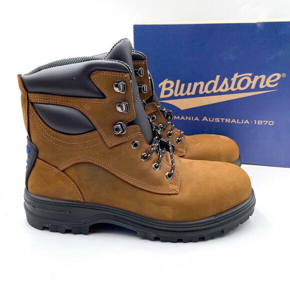 Blundstone 143 Safety Work Boots Crazy Horse Brown Lace Up Sz 14 US Men's - Picture 1 of 10